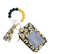 Genérico Monedero Llavero De Muñeca | Llavero Pulsera con Cuentas Y Borlas | Organizador De Tarjetas para Mujer Ideal para Viaje Fiesta Celebración Boda Compras