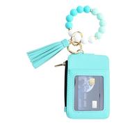 Genérico Monedero Llavero De Muñeca | Llavero Pulsera con Cuentas Y Borlas | Organizador De Tarjetas para Mujer Ideal para Viaje Fiesta Celebración Boda Compras