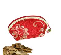 Genérico Monedero pequeño - Cremallera de Flor Bordada Vintage China, Bola organizadora de Joyas Segura, Accesorio pequeño para Embalaje de Regalo, con Cremallera de diseño clásico, de Viaje Flor