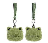 Genérico Monedero Pequeño Llavero 2 Piezas Forma de Cabeza de Rana Verde, Bolsa para Monedas y Cambio, Accesorio Infantil para Guardar Dinero y Objetos Pequeños en Fiestas y Uso Diario
