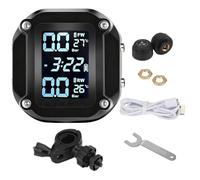 Generico Monitor de neumáticos - Pantalla LCD Detector de neumáticos de moto | Monitoreo de la presión impermeable en real con sensor externo, para moto, bicicleta, ATV, seguridad, conducción