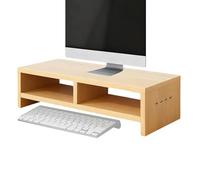 Genérico Monitor Stand for Desk - Wooden Riser Organizer | 4 puertos USB, Double Layer Storage Space, for Students, Teachers, Office, Home, Study, Printer, and Laptop