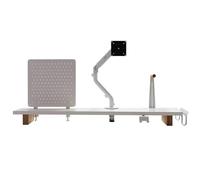 Genérico Monitor Stand Riser, 120cm Desktop Organiser for Monitor, with Single Monitor Arm - Max Load 8kg, Smartphone/Laptop/Earphone Storage, Office Desk Accessories(White)