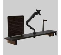 Genérico Monitor Stand Riser, 120cm Desktop Organiser for Monitor, with Single Monitor Arm - Max Load 8kg, Smartphone/Laptop/Earphone Storage, Office Desk Accessories(Black)