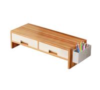 Genérico Monitor Stand Riser - Wood & PP, 19,69 x 7,68 x 5,31 in Desk Organizer Double Drawer | Ergonomic Desktop Stand for Monitor, Storage Solution for Family, Home Office, Study, Bedroom