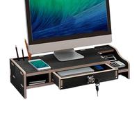 Genérico Monitor Stand Riser, Wooden Desktop Organizer Shelf with Drawer Storage, Sturdy Wood Construction Design, Easy Assembly Feature, Office Tool, Desk Accessory for Laptop Printer Pc Tv Screen