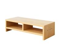 Genérico Monitorständer aus Holz - 2-lagig mit 4 USB-Anschlüssen | Bildschirmhalter | Für PC, Laptop, Display, Drucker, Büro, Homeoffice, Arbeitstisch, Studentenarbeitsplatz