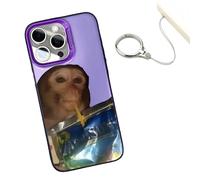 Genérico Monkey Phone Case,Funny Monkey Drinking Phone Case,All-Inclusive Shockproof TPU Cover,with Free Ring Lanyard,Compatible for iPhone 16/15/14/13/12/11 Pro MAX (For iPhone 12,Purple)