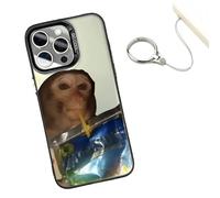 Genérico Monkey Phone Case,Funny Monkey Drinking Phone Case,All-Inclusive Shockproof TPU Cover,with Free Ring Lanyard,Compatible for iPhone 16/15/14/13/12/11 Pro MAX (For iPhone 13Pro,Black)