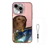 Genérico Monkey Phone Case, Funny Monkey Drinking Phone Case - All inclusived Shockproof TPU Cover for iPhone 17 to 11 Full Series (for iPhone 14,Pink)