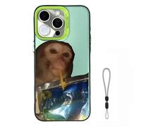 Genérico Monkey Phone Case, Funny Monkey Drinking Phone Case - All inclusived Shockproof TPU Cover for iPhone 17 to 11 Full Series (for iPhone 17 Pro,Green)