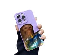 Genérico Monkey Phone Case, Funny Monkey Drinking Phone Cases for iPhone 17/16/15/14 Pro MAX Series Silicone TPU (For iPhone 17,Purple)