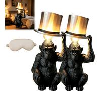Genérico Monkey Table Lamp with Top Hat, Sculptural Animal Desk Lamp, Novelty Monkey Night Light, Whimsical Vintage Monkeys Accent Lamp for Bedroom Living Room Homes Decor