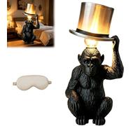 Genérico Monkey Table Lamp with Top Hat, Sculptural Animal Desk Lamp, Novelty Monkey Night Light, Whimsical Vintage Monkeys Accent Lamp for Bedroom Living Room Homes Decor