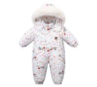 Genérico Mono Abrigado con Capucha para Niñas Traje Nieve Invierno Infantil Ropa de Resistente al Térmica Outdoor (White, 6-12 Months)
