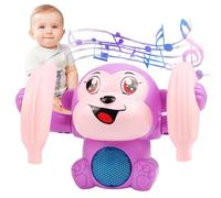 Genérico Mono Acrobático - ABS 13x8x9cm | Juguete Eléctrico Primate | Voltereta Bailarina Motorizada | Control Voz 360° Banana Accesorio Interacción Diversión Familiar