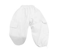 Genérico Mono Chica Suelta Derecho Pierna Pies Reunidos Bolsillo Casual Salida para 1 a 7 años Simple, blanco, 6-7 Años