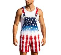 Genérico Mono corto informal con tirantes y estampado del Día de la Independencia de EE. UU. para verano al aire libre. (OTHER, XXXL)