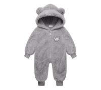 Genérico Mono de Lana para bebé recién, Mono Bebe Invierno, Mameluco Bebe con Capucha, Ropa de Abrigo para Niñas Niños con Cremallera, Buzo Bebé Invierno Polar 0-12 Meses