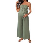 Genérico Mono de maternidad sin tirantes para mujer, mono casual fruncido con pajarita y hombros descubiertos para el embarazo, 32, XL