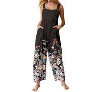 Genérico Mono De Mujer De Fiesta - Mono Negro Mujer - Mono Informal con Bolsillos Y Estampado Regular para Mujer Moda 2025