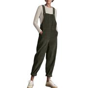 Genérico Mono de trabajo para mujer casual pana tirantes ajustables ancho pierna bolsillos estilo occidental 2026 mono práctico para mujer, ejército verde, XXL