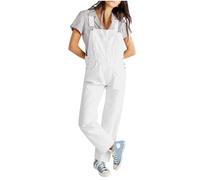 Genérico Mono de Vaquero Peto Mujer Jumpsuit Moda Casual Petos Trabajo Pantalones Largo Color Sólido Denim Mezclilla Rompers Fiesta Suelto Cómodo Camiseta sin Manga Verano Primavera Jeans