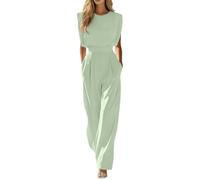 Genérico Mono elegante de mujer, color blanco liso, con cintura ajustada, corte sofisticado y perfecto para uso diario. (Green, XXL)