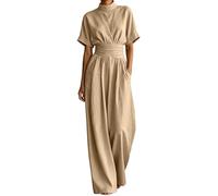 Genérico Mono elegante para mujer, Mono Mujer Color Liso Sin Mangas Cuello, sin mangas, cuello redondo, largo y pernera ancha, Cintura Entallada Suave Basicas para Fiesta Oficina Viaje Vacaciones