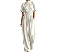 Genérico Mono elegante para mujer, Mono Mujer Color Liso Sin Mangas Cuello, sin mangas, cuello redondo, largo y pernera ancha, Cintura Entallada Suave Basicas para Fiesta Oficina Viaje Vacaciones