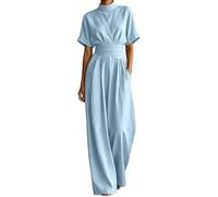 Genérico Mono elegante para mujer, Mono Mujer Color Liso Sin Mangas Cuello, sin mangas, cuello redondo, largo y pernera ancha, Cintura Entallada Suave Basicas para Fiesta Oficina Viaje Vacaciones