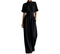 Genérico Mono elegante para mujer, Mono Mujer Color Liso Sin Mangas Cuello, sin mangas, cuello redondo, largo y pernera ancha, Cintura Entallada Suave Basicas para Fiesta Oficina Viaje Vacaciones