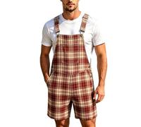 Genérico Mono Hombre Oktoberfest Rayas y Cuadros Británicos Clásicos, Pantalones Casual con Tirantes, rojo, XXL