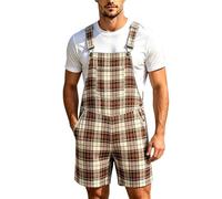 Genérico Mono Hombre Oktoberfest Rayas y Cuadros Británicos Clásicos, Pantalones Casual con Tirantes, marrón, XXXXL