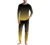 Generico Mono impermeable para moto, camisa de noche de manga larga para hombre, cruz de Jesús, pijama de chaqueta y pantalón con cuello redondo, estampado a cuadros de color liso, Amarillo 05, XL
