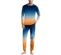 Generico Mono impermeable para moto, camisa de noche de manga larga para hombre, cruz de Jesús, pijama de chaqueta y pantalón con cuello redondo, estampado a cuadros de color liso, Azul Azul 03, XL