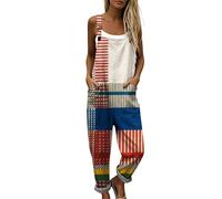 Genérico Mono Largo Mujer Verano Peto Estampado de Flores con Bolsillos, Tirantes con Hebilla Ajustable y Corte Ancho Suelto, Estilo Bohemio Hippie para Playa Vacaciones y Diario Elegante