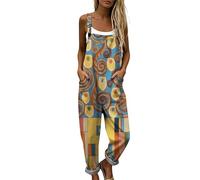 Genérico Mono Largo Mujer Verano Peto Salopette con Estampado Floral y Bolsillos, Diseño Bohemio de Tirantes Ajustables Corte Ancho Suelto para Playa y Vacaciones, Tallas Grandes Chic Boho