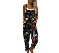 Genérico Mono Largo Mujer Verano Peto Salopette con Estampado Floral y Bolsillos, Diseño Bohemio de Tirantes Ajustables Corte Ancho Suelto para Playa y Vacaciones, Tallas Grandes Chic Boho