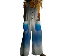 Genérico Mono Largo Mujer - Verano Peto Salopette de Algodón y Lino Boho Chic Estampado Floral con Bolsillos Pierna Ancha Holgado para Playa Vacaciones Diario Sin Mangas Casual Suelto