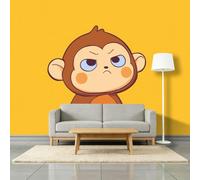 Genérico mono lindo triste foto papel pintado 400 x 280 cm no tejido de pared, animales de dibujos animados panorámicos, papel pintado, pared para decoración del apartamento