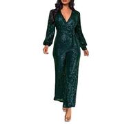 Genérico Mono Mujer Vestir - Mono De Mujer Negro - Mono Informal De Moda con Estampado Pantalones Largos Y Bolsillos Laterales Cómodo Mono con Cuello En V para Uso Diario