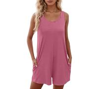 Genérico Mono Negro Mujer - Mono De Mujer Deportivo - Mono De Verano para Mujer Informal con Cuello Redondo Diseño Calado Color Liso para Uso Diario Cómodo Y Elegante