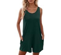 Genérico Mono Negro Mujer - Mono De Mujer Deportivo - Mono De Verano para Mujer Informal con Cuello Redondo Diseño Calado Color Liso para Uso Diario Cómodo Y Elegante