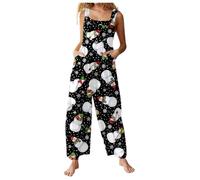 Genérico Mono Nieve Mujer - Mono Mujer Fiesta - Mono Estampado Informal con Botones Al Frente Estilo Peto con Tirantes Ideal para Fiestas Y Uso Diario
