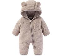 Genérico mono para bebé recién nacido, traje de bebé, manoplas, botines, para niños y niñas, para invierno, traje de nieve, forro polar, mono con capucha, Gris claro., 6-9 meses