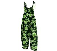 Genérico mono para mujer chic para noche verde impresión de San Patricio, sombrero de buena suerte, mono con tirantes ajustables, bolsillo lateral cómodo para fiestas y diario, Verde Claro34, L