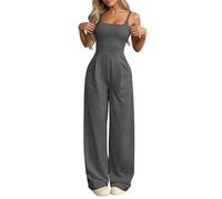 Genérico Mono Termico Mujer - Mono Mujer Negro - Mono De Verano Sin Mangas Color Liso Holgado Informal con Pantalones De Pierna Ancha Tejido Elástico Cómodo para Uso Diario Y Actividades Al Libre