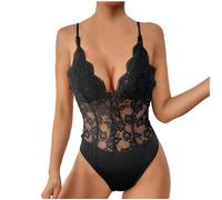 Genérico Monos De Mujer Deportivos - Mono Termico Mujer - Mono Interior Multiuso con Patrón De Encaje Y De Malla De Color Sólido para Mujer