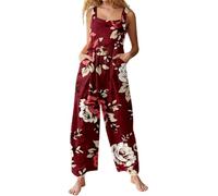 Genérico Monos De Mujer Largos - Mono Rojo Mujer - Mono De Manga Larga con Camisa Desmontable Y Cierre De Botones Delanteros para Un Look Informal Y Cómodo